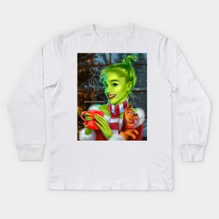 Grinch fan art Kids Long Sleeve T-Shirt